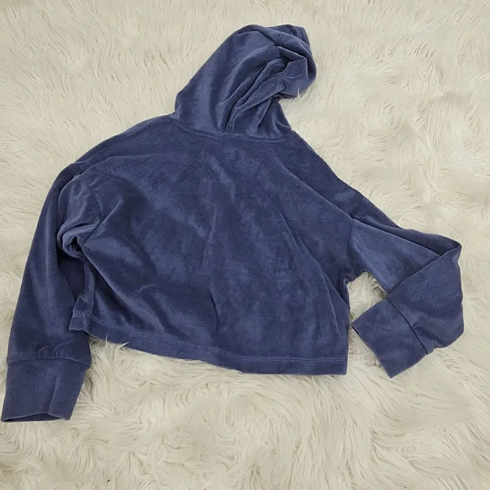 Justice Blue Jogger Track Set Cropped Hoodie Outfit Girls Size XS Sleep